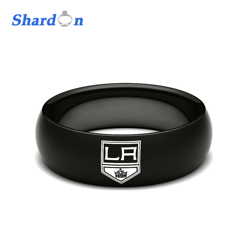 

SHARDON NHL Hockey Los Angeles Kings Logo Ring Wedding band Engagement jewelry Tungsten shiny Rings for Men