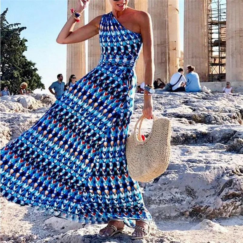 Dresses Woman Party Night Bohemia Women's One Shoulder Long Maxi Beach Casual Beach Irregular Dress Everything New Sleeveless Dresses Woman Party Night Bohemia Women's One Shoulder Long Maxi Beach Casual Beach Irregular Dress Everything New Sleeveless