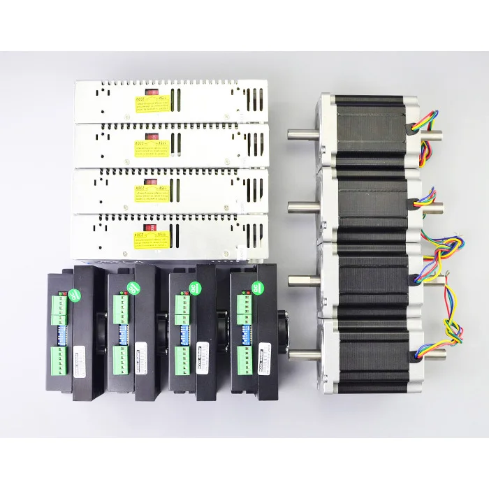 

4 Axis CNC Kit Nema 34 8.5Nm(1204oz.in) Dual Shaft 114mm 5A Stepper Motor & Driver DM860T CNC Router Kit