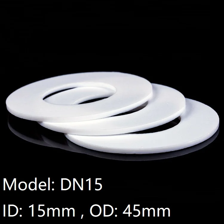 

DN15 PTFE Spacer ID 15mm x 45mm OD Teflon Round Seal Flat Thickness 3mm Insulated Nontoxic O Ring Shape Washer Gasket White