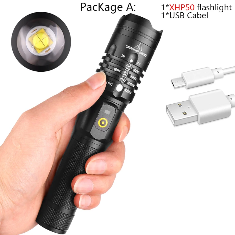 A 60000LM мощный светодиодный фонарик XHP50, фонарик с usb-зарядкой, светодиодный фонарь lanter, 1*18650 Аккумулятор для кемпинга, велосипедная лампа - Испускаемый цвет: A