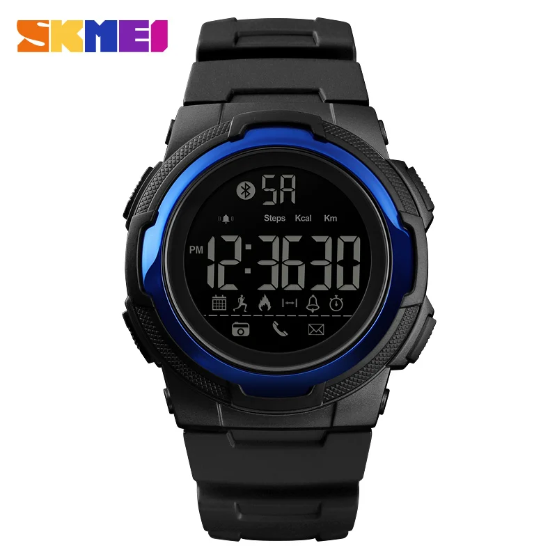

SKMEI Bluetooth Smart Digital Clock Mens Sports Watchs Men Top Luxury Brand Waterproof PU Military Watch Relogio Masculino