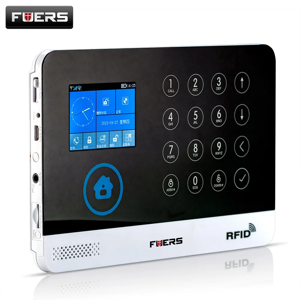 FUERS WG11 WIFI GSM inalámbrico hogar negocio antirrobo sistema de alarma de seguridad APP Control sirena RFID Detector de movimiento PIR Sensor de humo