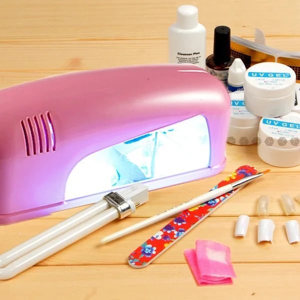 

Free Shipping Nail Art Manicure Decoration 9W UV white dryer lamp Nail Art Kit gel tools Set