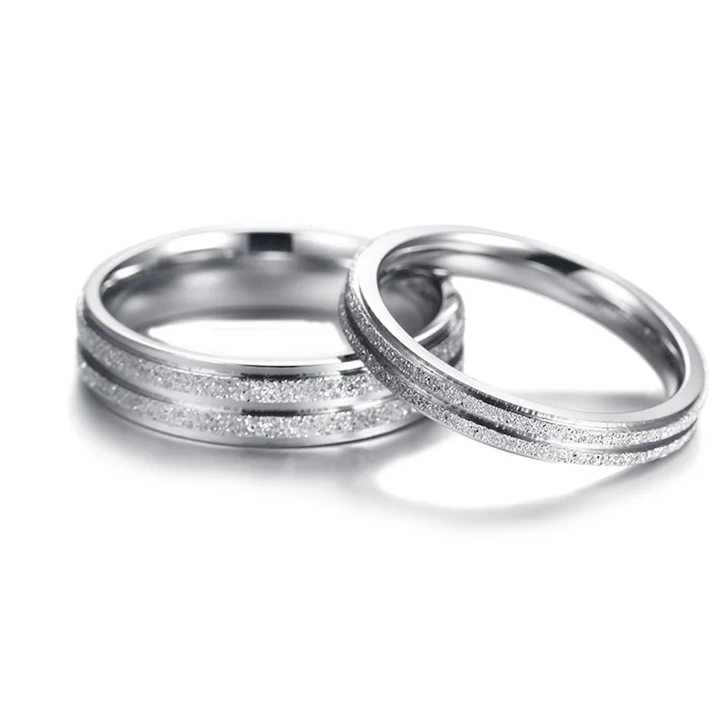 Meaeguet Trendy His and Hers Promise Couple Wedding Bands Dull Polished Stainless Steel Engagement Ring For Women Men