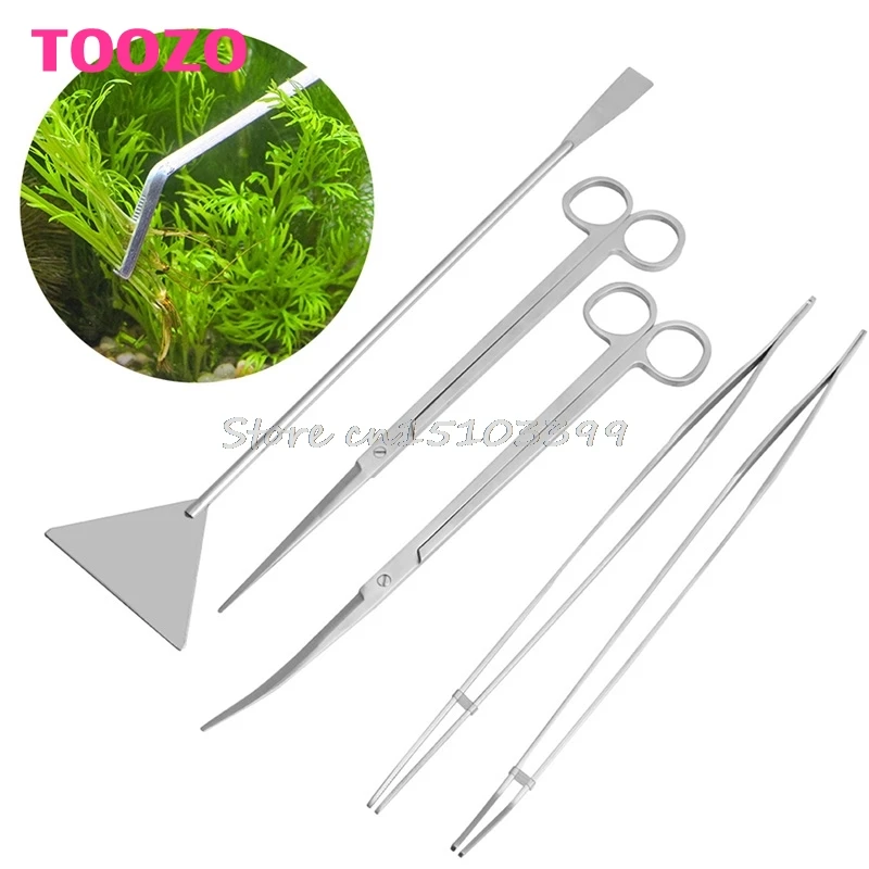 

3/5Pcs Aquarium Maintenance Tools Kit Tweezers Scissors For Live Plants Grass