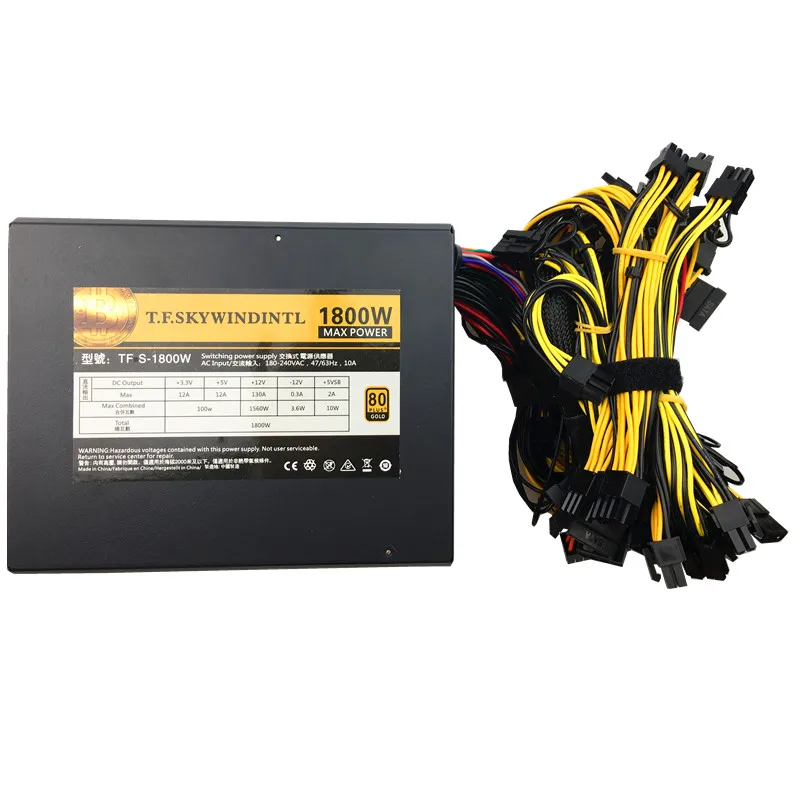 T.F.SKYWINDINTL 8 GPU Шахтер чехол 1800W эфириум Майнер источник питания Биткоин графическая