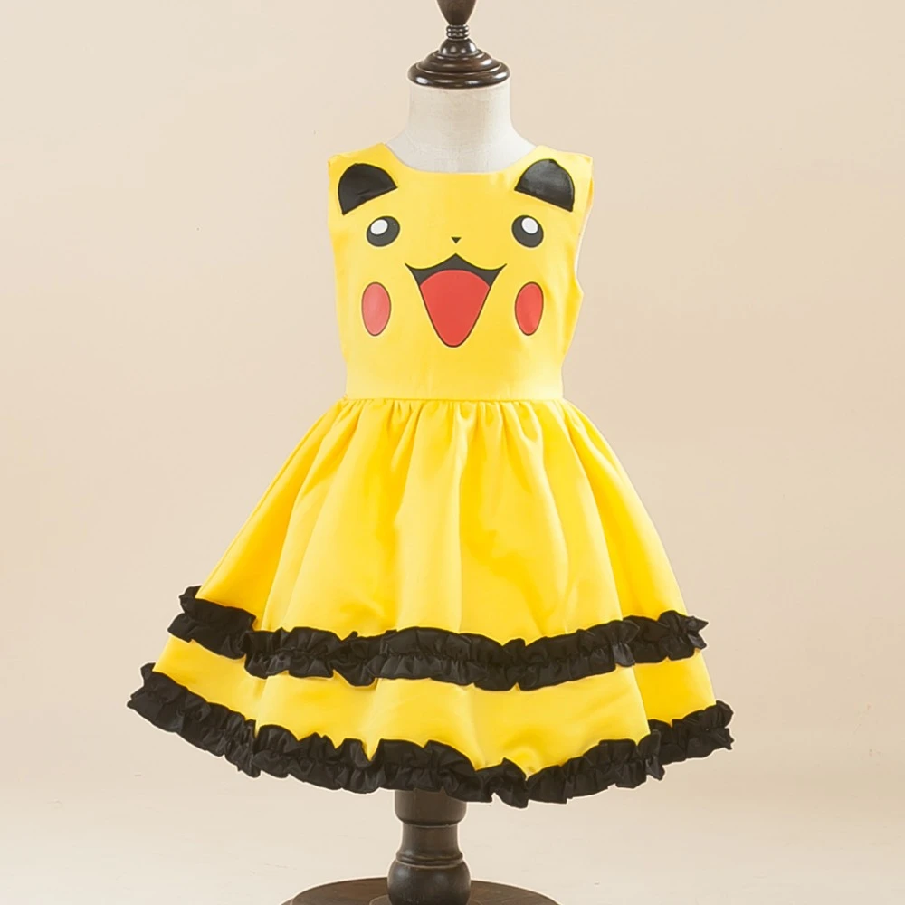 女の子ピカチュウ衣装かわいいボールガウンドレス子供素敵なドレス衣装アニメコスプレポケモン行く衣装誕生日パーティードレス Aliexpress Novelty Special Use