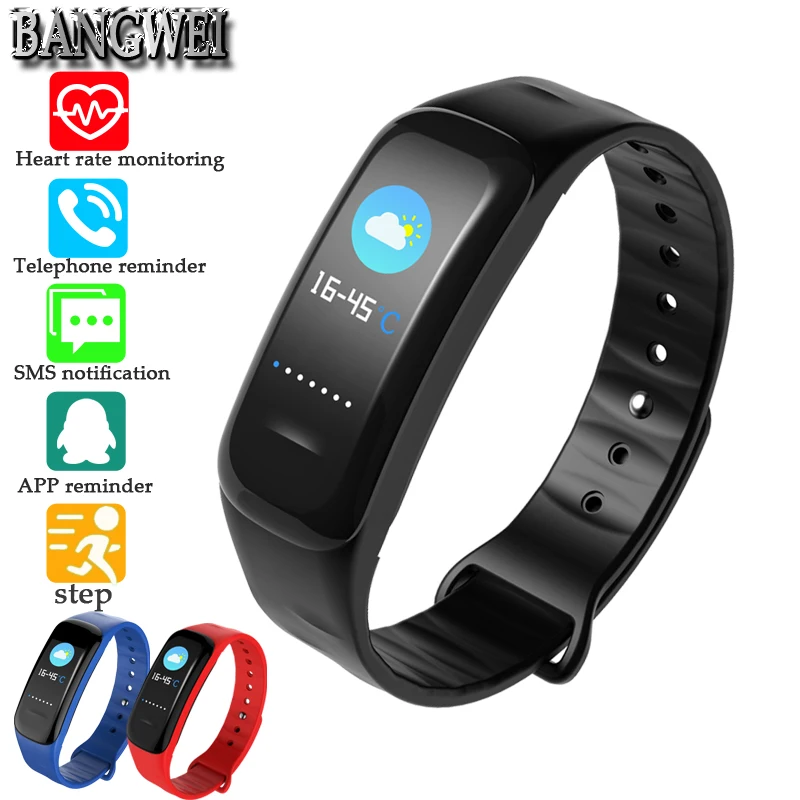 

BANGWEI Smart Bracelet Fitness Tracker Step Counter Activity Monitor Band Alarm Clock Vibration Wristband IOS Android phone APP