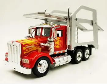 

1:43 Alloy trailer model,high simulation Iveco Car Transporter Truck,toy vehicles,Kenworth w900 truck,free shipping