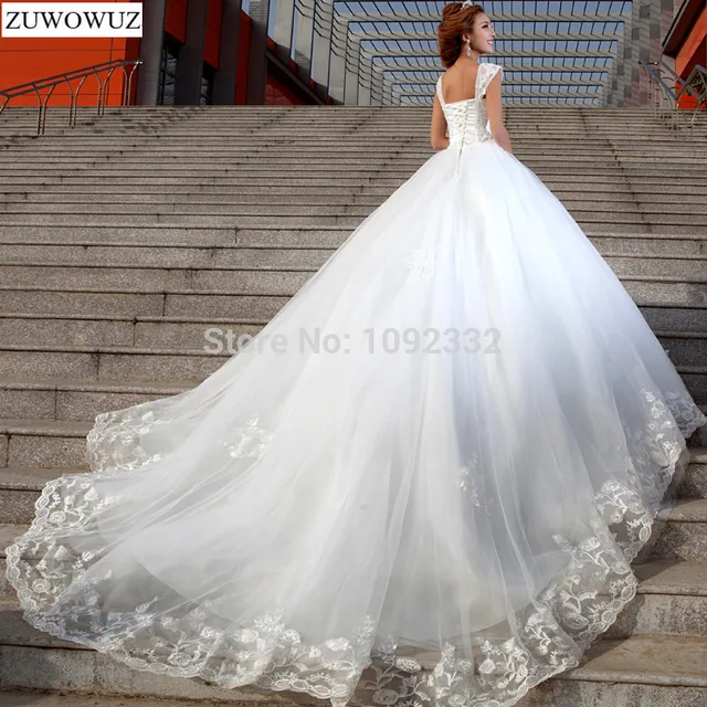 Stock 2017 New Plus Size Women Y White Chapel Lace Diamond Stock 2017 New Plus Size Women Y White Chapel Lace Diamond Top Sling Wedding Dress