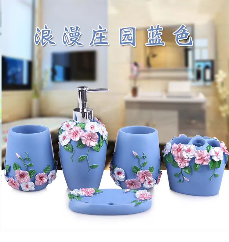Bathroom Resin Five-piece Set Box Set Washing European Fashion Simple Bathroom and Bathroom Set New Wedding Box Set