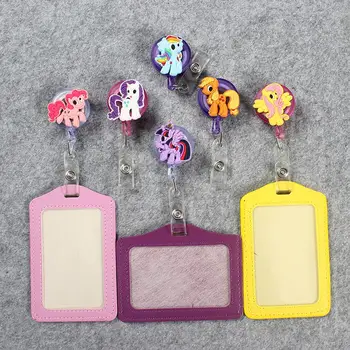 

Cute Pony Silicone card case holder Bank Credit Card Holders Card Bus ID Holders Identity Badge with Cartoon Retractable Reel