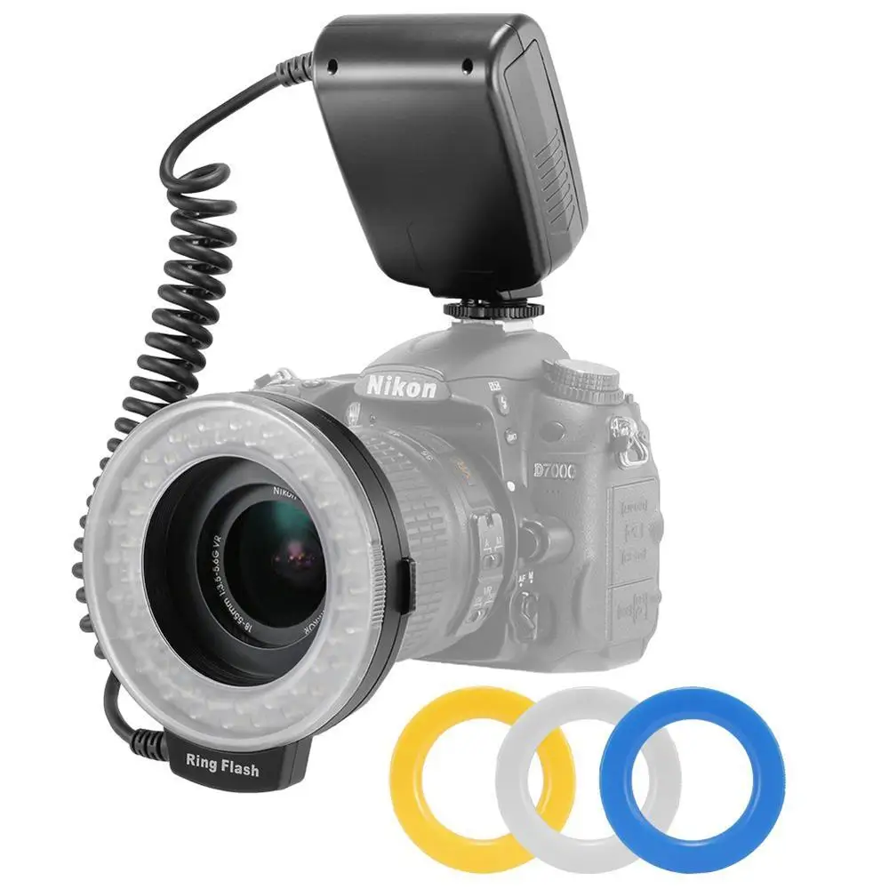 Camera Macro LED Ring Flash Light Speedlight with LCD Screen Display for Canon Nikon Sony Olympus Panasonic Pentax DSLR Cameras