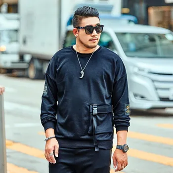 

new tide brand Large size Men's Sweatshirt Autumn and Winter Models Casual Loose Fashion Long-sleeved Pullover