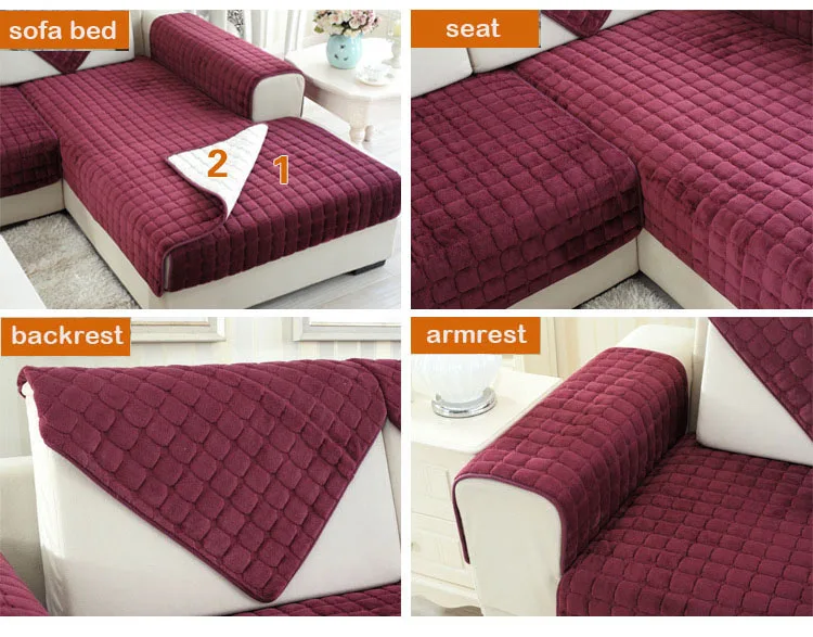 Solid plush corner sofa cover Modern Anti-slip sofa bed covers sectional slipcovers sofa protector couch covers for living room