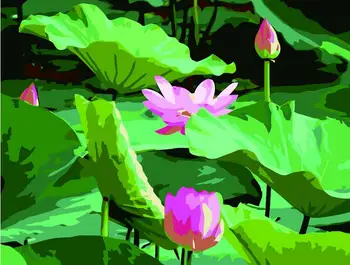 

No Frame Digital Oil Painting on Canvas Home Decoration 40x50cm Lotus Picture on Wall Acrylic Paint By Numbers Unique Gift