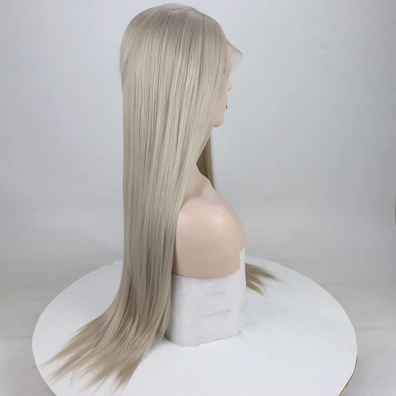 Marquesha реалистичные парики для женщин светло-серый натуральный прямой Длинные Синтетические волосы тепловая защита бесклеевая кружевная Передняя парик