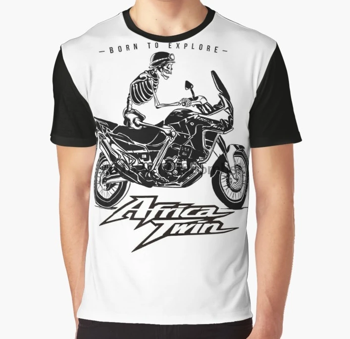 Принт по всему миру, Мужская футболка, забавная футболка, Африка, Твин, мотоцикл, приключения, графическая женская футболка