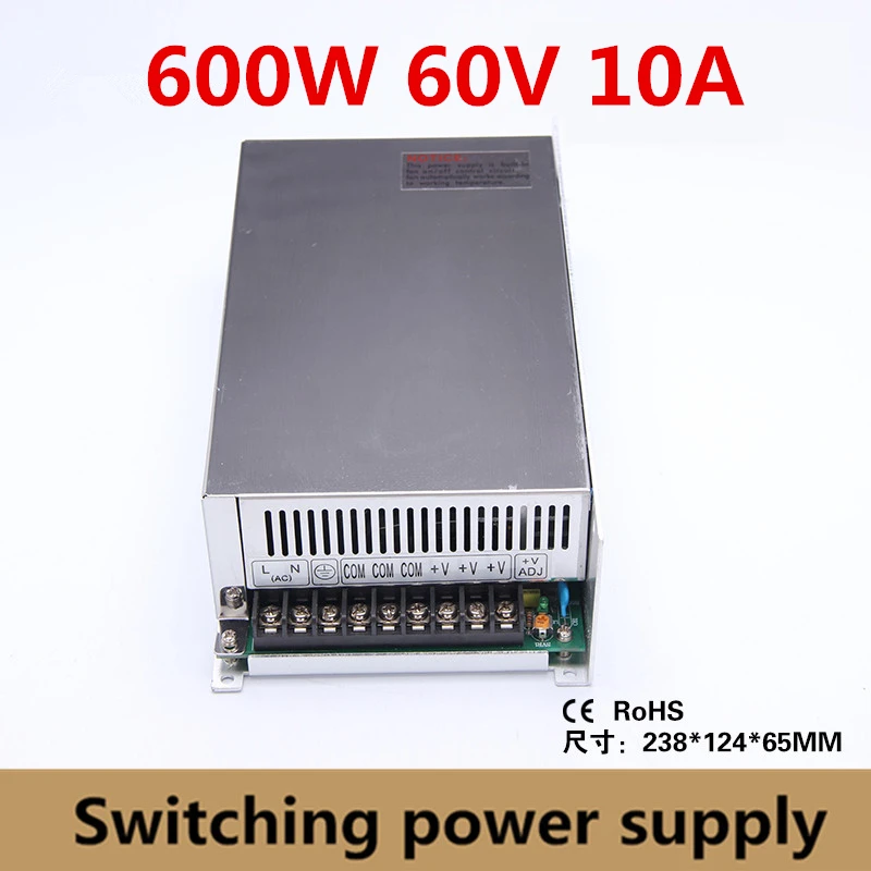 600W 60V 10A Switching Power Supply Driver Adapter 60vdc Voltage