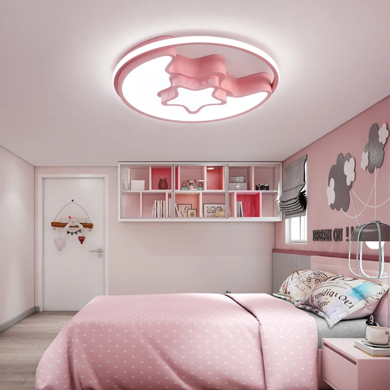 

Star moon children's ceiling lamp Creative led bedroom lamp simple generation cartoon girl children's room lighting