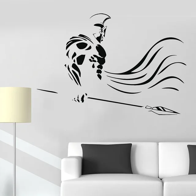 

Free Shipping diy Wallpaper Greece Spartan Warrior Spear War Ancient Vinyl Wall Decal Wall Stickers Home Decor Art Mural