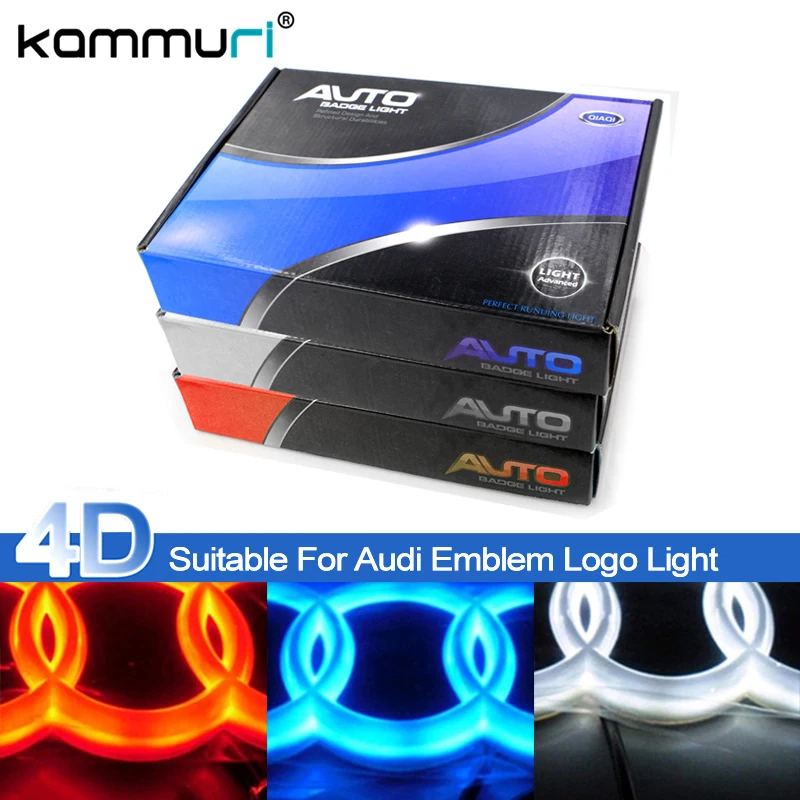 

KAMMURI Car Styling 4D Cold light Behind Emblem Light for Audi A1 A3 A4 A5 A6 A7 Q3 Q5 Q7 TT R8 Behind Rear Emblem Logo Light