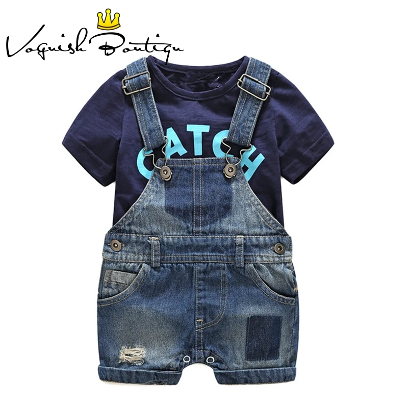 Bebes Одежда для новорожденных хлопковая футболка с надписью и джинсовым