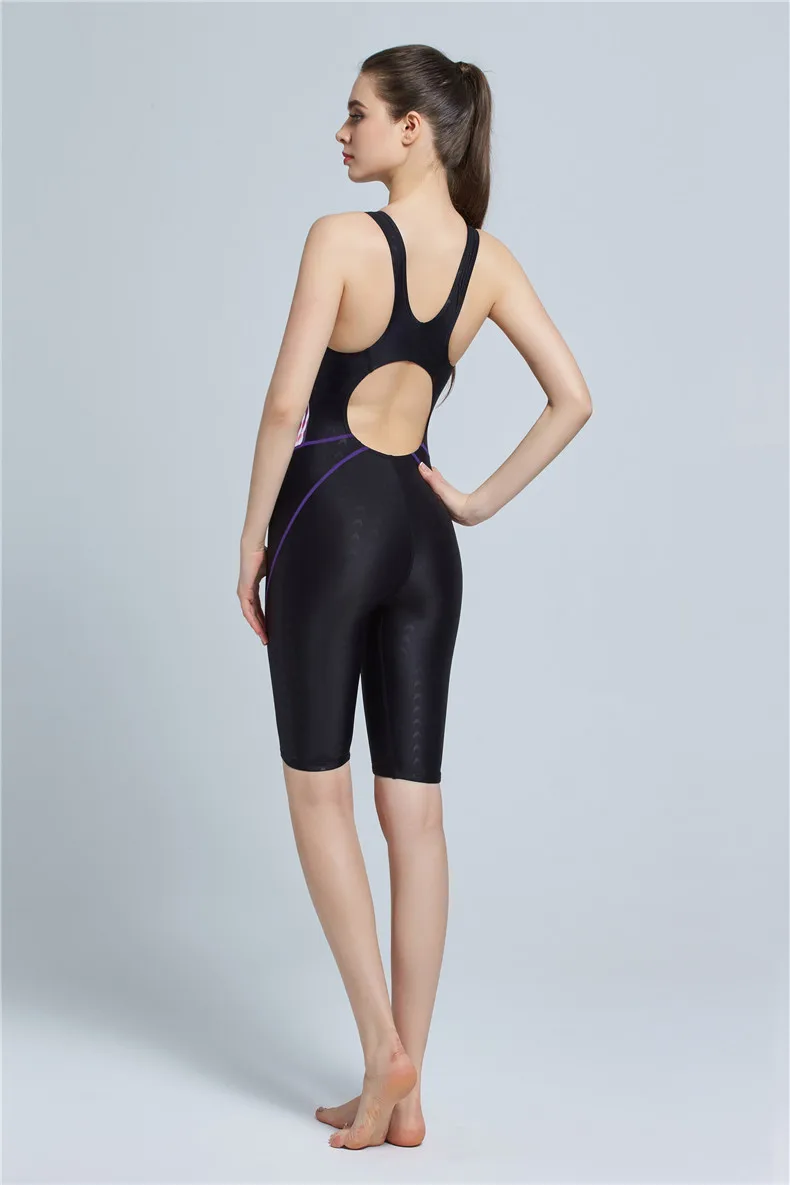  Quick Dry Swimwear Professional Knee Length Swimsuit Women One Piece Sport Bathing Suit Rash Guard Surf Swimming Suit for Women