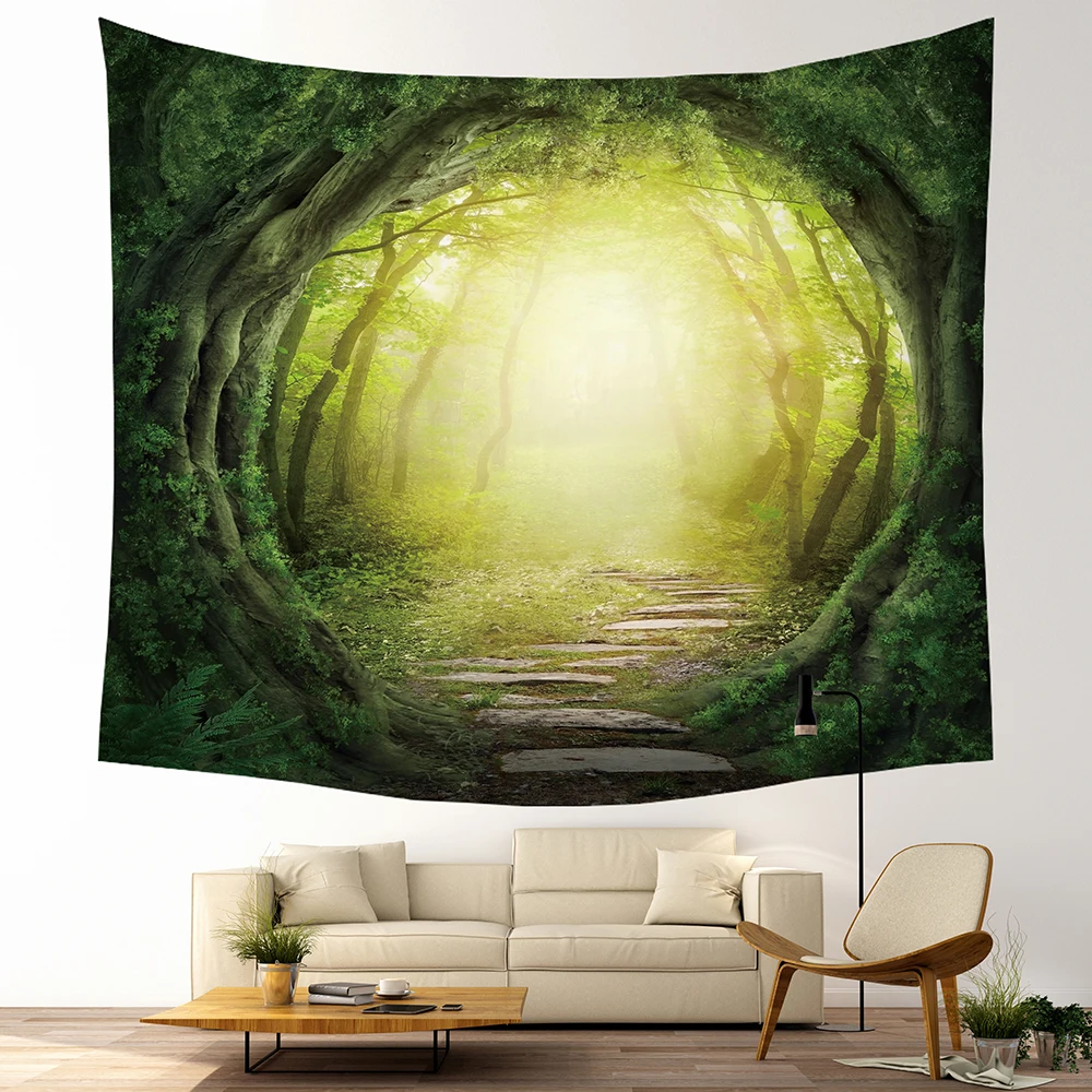 Billige Dekorative Mandala Wald Wandbehang Tapisserie Böhmischen Macrame Wand Kunst Decke Wohnkultur Multicolor Schlafzimmer Blätter Yoga Matte