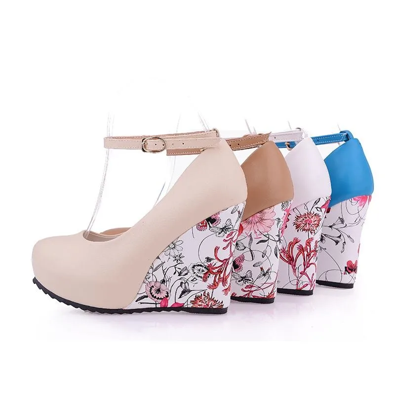 ASUMER/модные женские туфли-лодочки; коллекция года; Туфли на танкетке и высоком каблуке; летние туфли-лодочки на платформе для женщин; элегантные свадебные туфли на танкетке с цветочным принтом