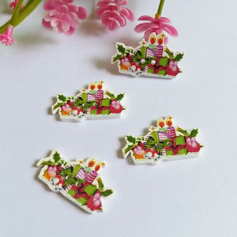 

40Pcs 2 Holes Wood Sewing Christmas Buttons Scrapbooking Sewing accessories botoes para artesanato