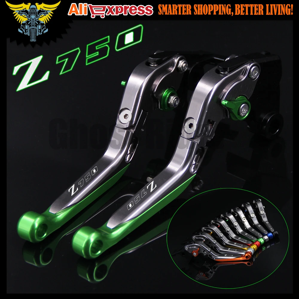 ! Зеленые + титановые складные рычаги тормозной муфты CNC Logo(Z750) для Kawasaki Z750 Z 750 (не