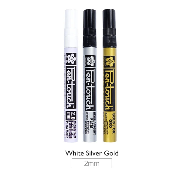 LifeMaster Sakura paint Marker Pen-Touch золото/серебро/белый 0,7 мм/1 мм/2 мм маркировка на любой вещи стекло/ткань/Металл DIY дизайн поставки - Цвет: 2mm 3pcs