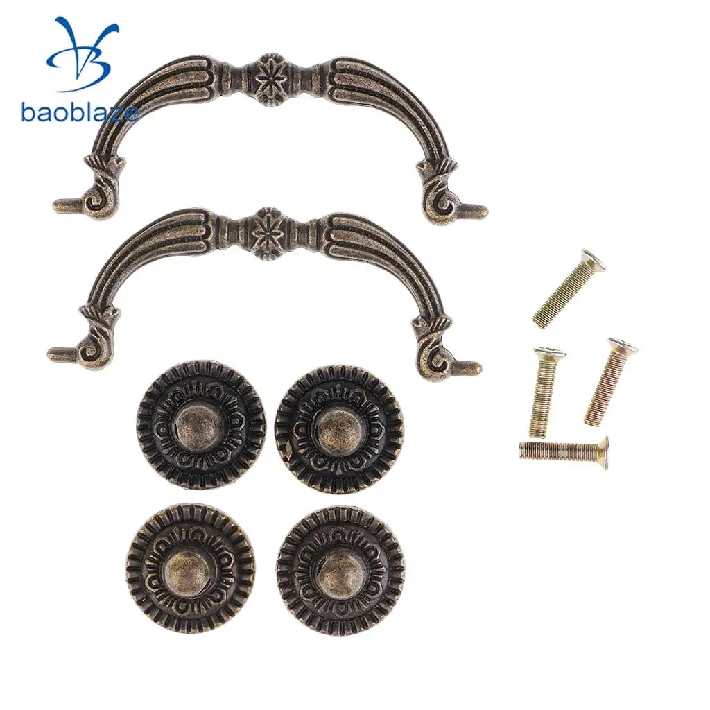 2Pcs/set Antique Metal Pattern Handles Knobs For Drawer Wooden Jewelry Box Furniture Hardware Bronze Handle Cabinet Pulls 2Pcs/set Antique Metal Pattern Handles Knobs For Drawer Wooden Jewelry Box Furniture Hardware Bronze Handle Cabinet Pulls
