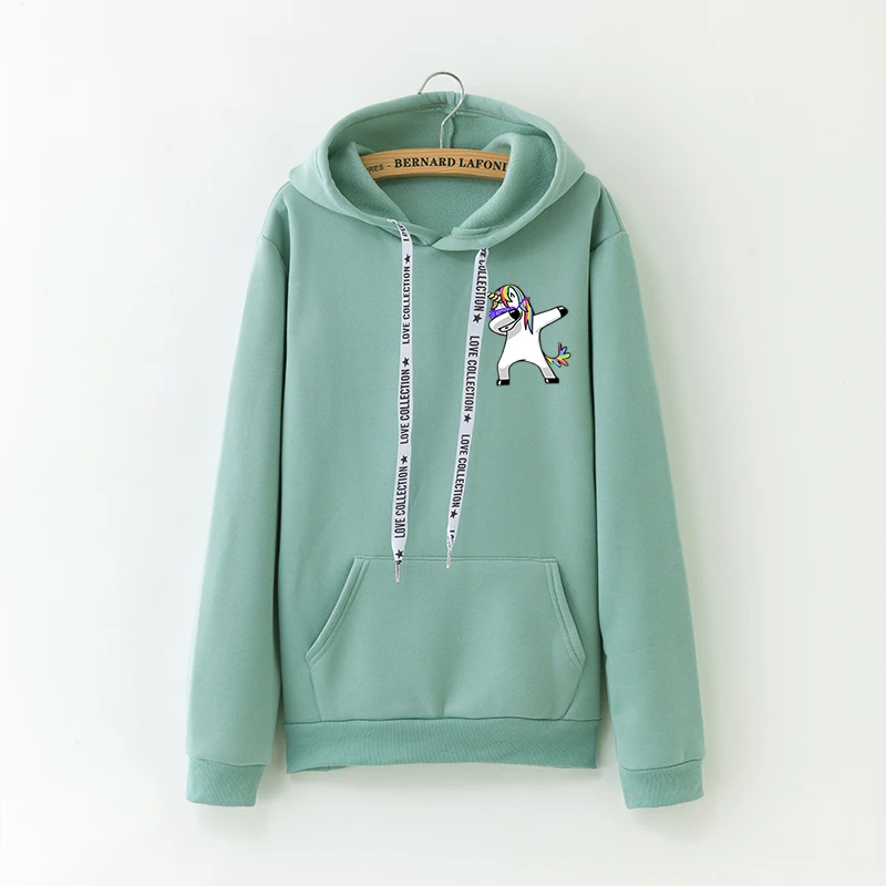 2019 winter new Harajuku women hoodies Pop print Unicorn casual loose sweatshirt women's coat jumpe