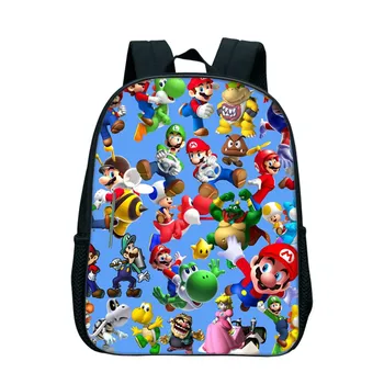 

12 Inch Mario School Bag Children Cartoon Anime Backpack Kids Mario Book Bags For Girls Kindergarten Bookbag For Children Gifts