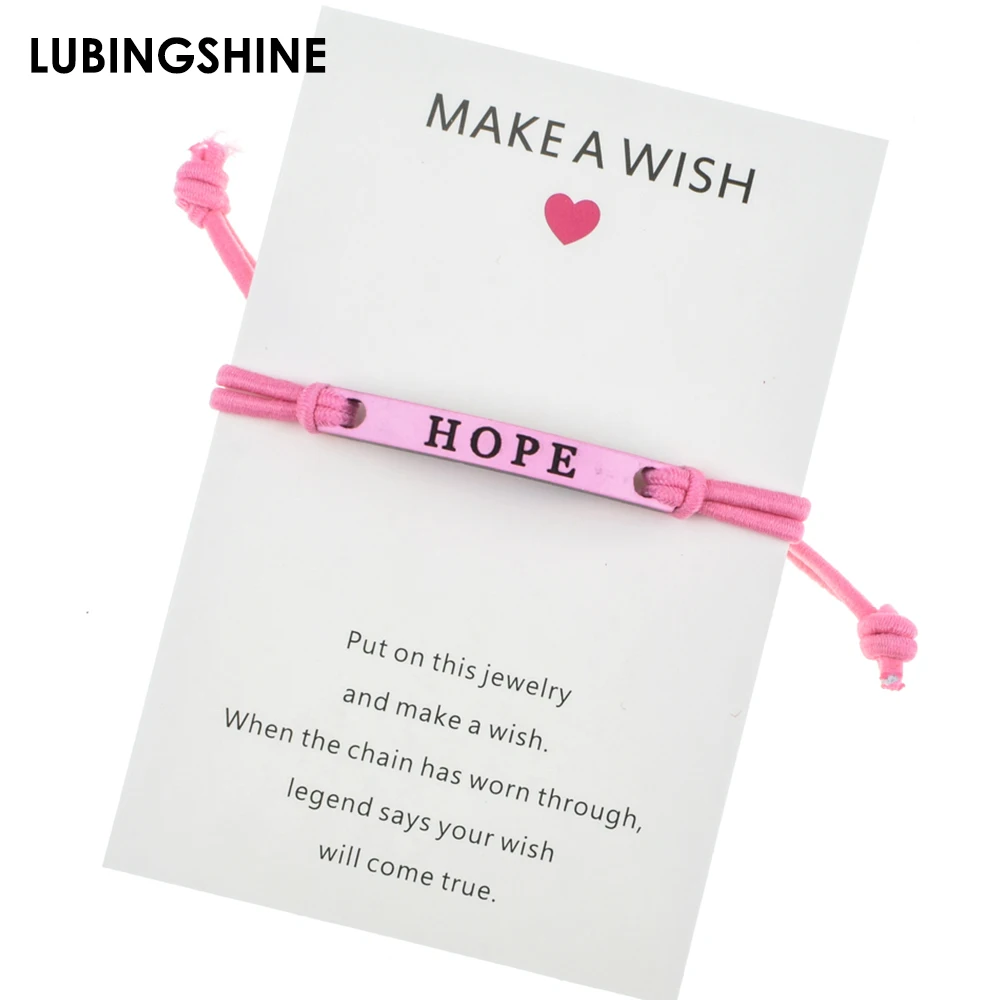 

Make a wish Paper Card Handmade Woven Rope Chain Bracelet Adjustable Hope Charms Bracelet for Women Fashion Jewelry Gifts