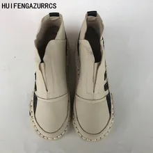 HUIFENGAZURRCS/новая обувь из натуральной кожи ботильоны ручной работы художественная обувь в стиле ретро mori girl модные ботинки с бахромой 3 цвета