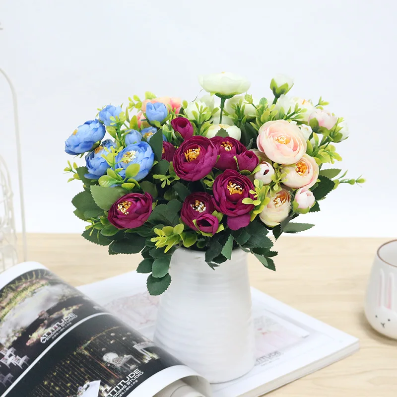 Flone Artificial Flowers High Quality Silk Roses Artificial Flowers For Wedding Fake Flowers Home Garden Decoration Accessories