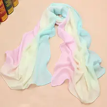 Красивый шифоновый шарф для женщин, высокое качество, градиентные цвета, шифон, жоржет, шелковые шарфы, шаль, женский длинный дизайн, 155x47 см