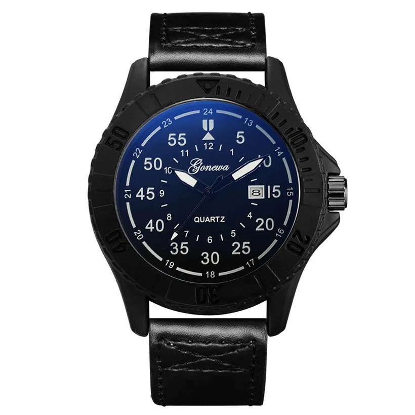 

GONEWA Mens Quartz Wrist Watch Analog Date Day Army Sport Leather Luxury high qulity business Fashion #2008