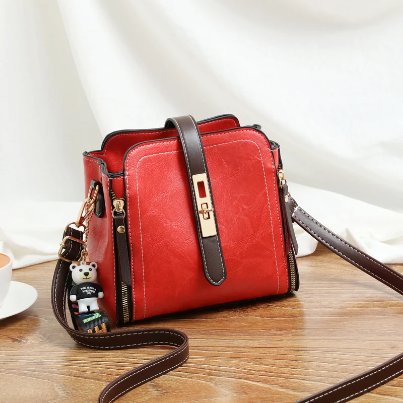 Женская маленькая ручная сумка, модная сумка через плечо, роскошные кошельки и сумки, женские кожаные сумки через плечо для дизайнерских сумок - Цвет: red
