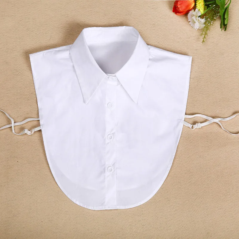 1Pcs Women Solid Color Shirt Cotton Lace False Collars White &amp Black Blouse Spring Summer Vintage Detachable Clothes Accessories |