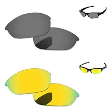 24 K Gold& черный хром 2 пары зеркало Поляризованные замены линзы для половины солнечные очки к куртке Frame UVA и UVB Защита