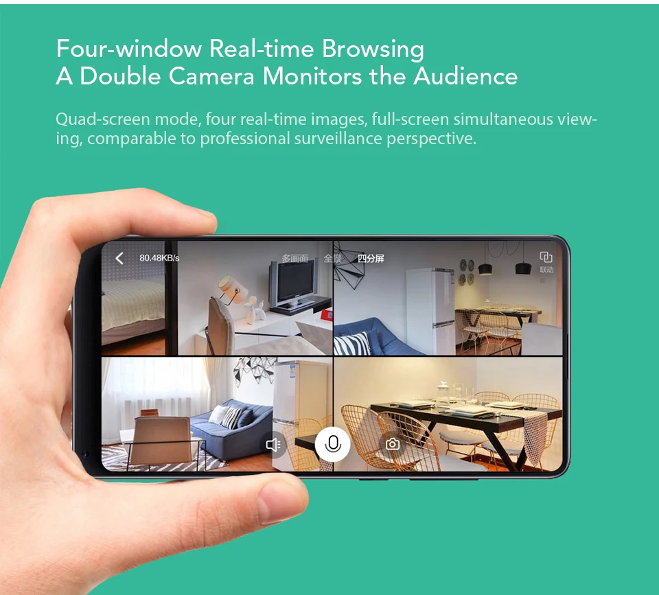 Xiaomi Xiaofang Camera Dual Lens Version Panoramic Smart Network Ip Camera Four Screens In One Window Two-way Audio Support Vr