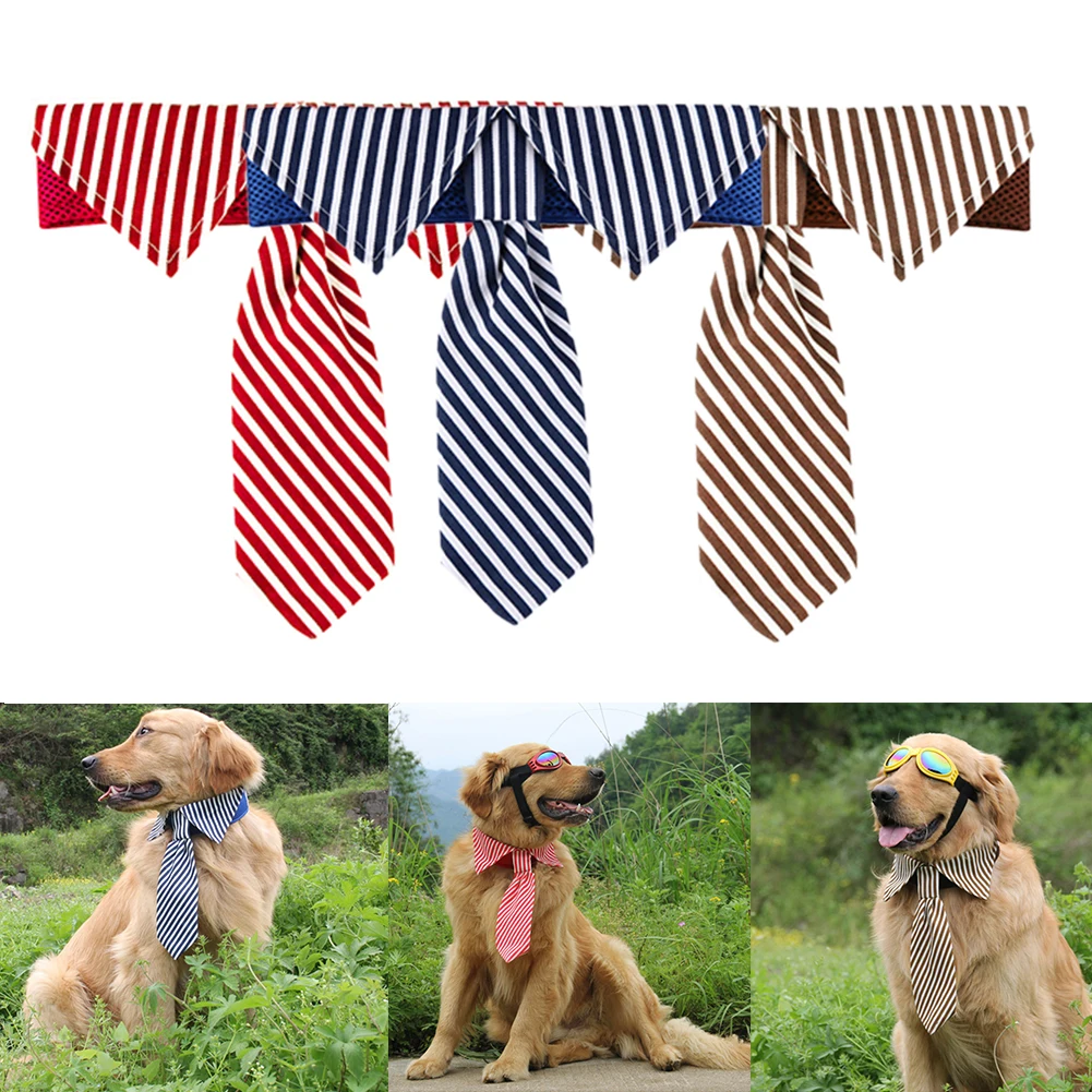 Blue/Red/Coffee Dog Tie Adjustable Stripes Neckties for Large Dog Pet