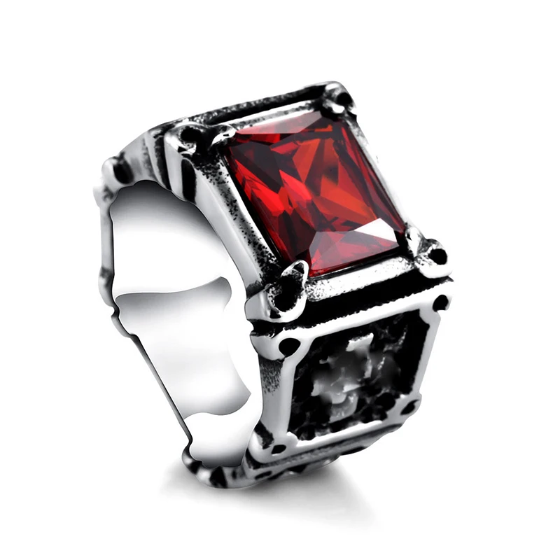 

2018 New Men Stainless Steel Cross Black Red Zircon Rings Women Punk Rings Finger Jewelry Wholesale