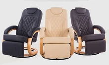 Modern Leatehr Recliner Chair 360 Degree Swivel Living Room Furniture Reclining Armchair Folding Lazy Chair Recliner Wood Base