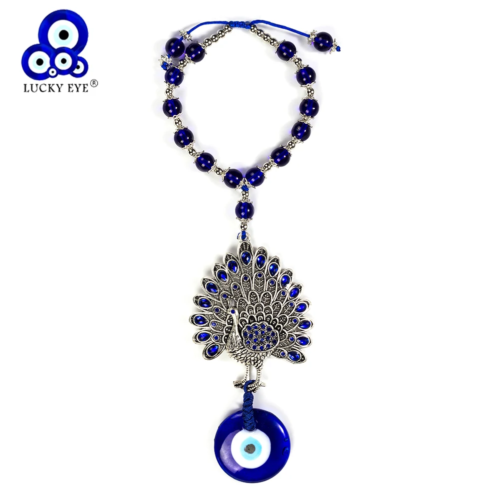 

Lucky Eye Peacock Car Keychain Wall Hanging Evil Eye Peacock Pendant Wall Hanging Ethnic Jewelry Gifts EY5222